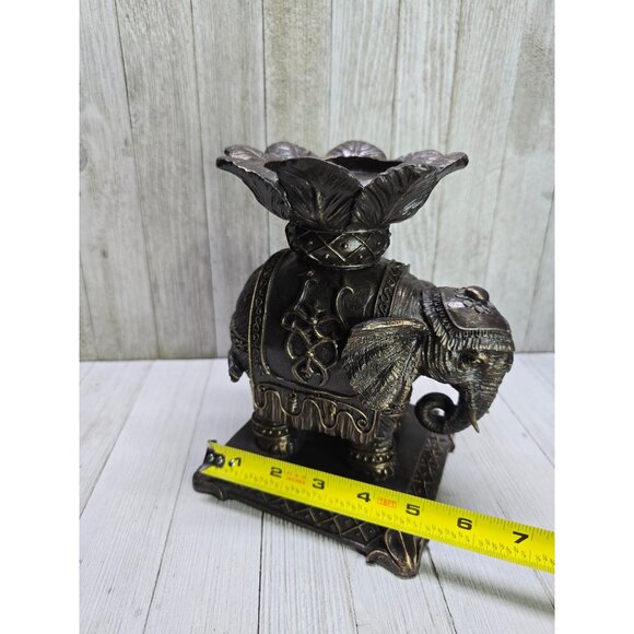Vintage Bombay Resin Elephant Candle Holder Stand 8" Tall Item# 036 9HK1 Jungle - Picture 8 of 9